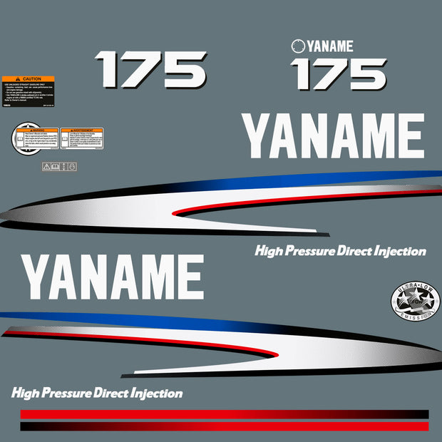 Vinyl graphic decals set suitable for Yamaha 175 hp two stroke direkt injection outboard engine. Vinyl stickers kit for Yamaha 175 hp two stroke Handmade