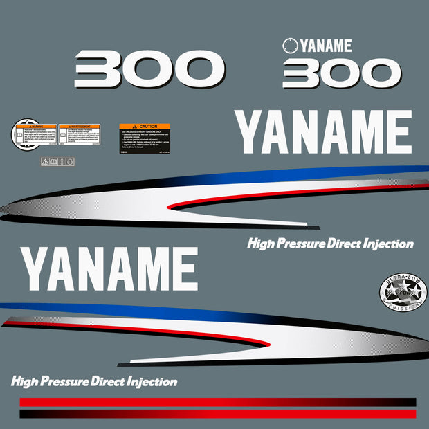 Vinyl graphic decals set suitable for Yamaha 300 hp two stroke outboard engine. Vinyl stickers kit for Yamaha 300 hp two stroke Handmade