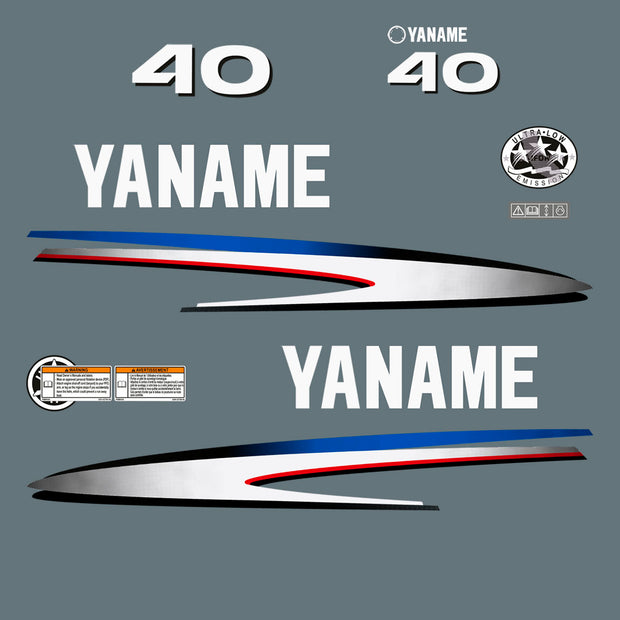 Vinyl graphic decals set suitable for Yamaha 40 hp two stroke outboard engine. Vinyl stickers kit for Yamaha 40 hp two stroke Handmade