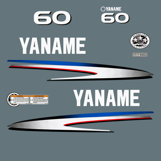 Vinyl graphic decals set suitable for Yamaha 60 hp two stroke outboard engine. Vinyl stickers kit for Yamaha 60 hp two stroke Handmade