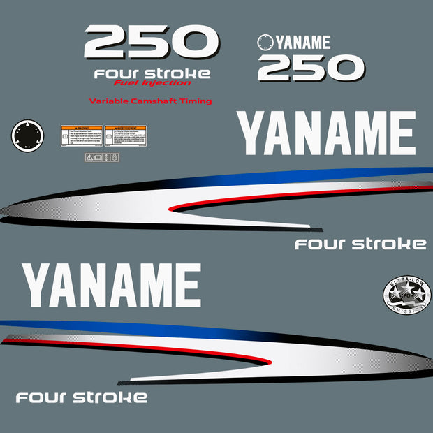 Vinyl graphic decals set suitable for Yamaha 250 hp four stroke outboard engine. Vinyl stickers kit for Yamaha 250 hp four stroke Handmade