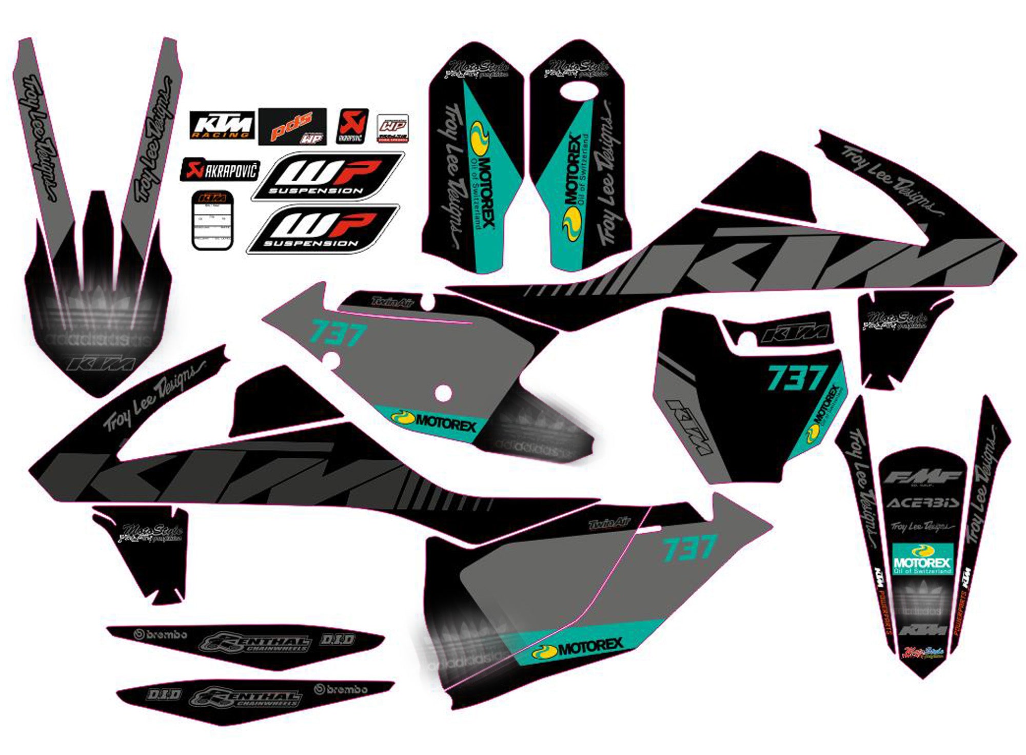 Graphic vinyl decals set for moto KTM SX SXF 125 150 250 350 450 2016-2018  Stickers vinyl kit for motorbike motorcycle without a headlight