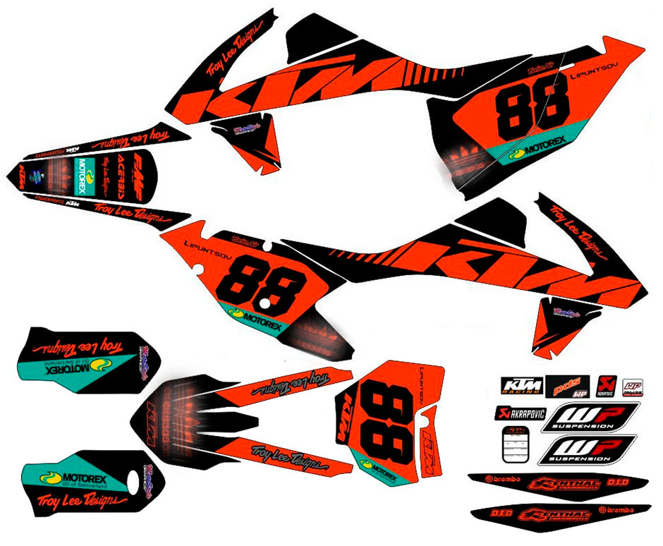 Graphic vinyl decals set for moto KTM SX SXF 125 150 250 350 450 2016-2018  Stickers vinyl kit for motorbike motorcycle without a headlight
