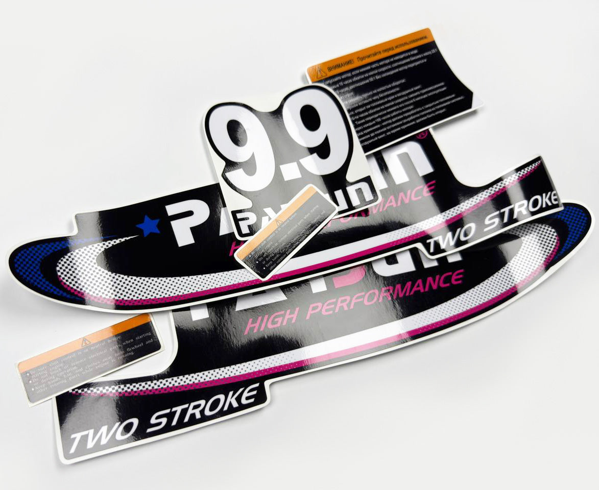 Vinyl graphic decals set suitable for Parsun 9.9 hp two stroke outboard engine. Vinyl stickers kit for Parsun 9.9  hp two stroke Handmade