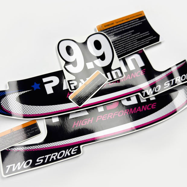 Vinyl graphic decals set suitable for Parsun 9.9 hp two stroke outboard engine. Vinyl stickers kit for Parsun 9.9  hp two stroke Handmade