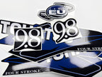 Vinyl graphic decals set suitable for Tohatsu 9.8 hp four stroke outboard engine. Vinyl stickers kit for Tohatsu 9.8 hp four stroke Handmade