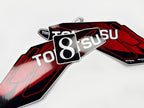 Vinyl graphic red decals set suitable for Tohatsu 8 hp two stroke outboard engine. Vinyl stickers kit for Tohatsu 8 hp two stroke Handmade