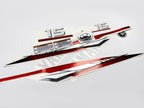 Vinyl graphic metalized silver red decals set suitable for Yamaha 15 hp two stroke outboard engine. Vinyl stickers kit for Yamaha 15 hp two stroke Handmade