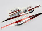 Vinyl graphic metalized silver red decals set suitable for Yamaha 9.9 hp two stroke outboard engine. Vinyl stickers kit for Yamaha 9.9 hp two stroke Handmade