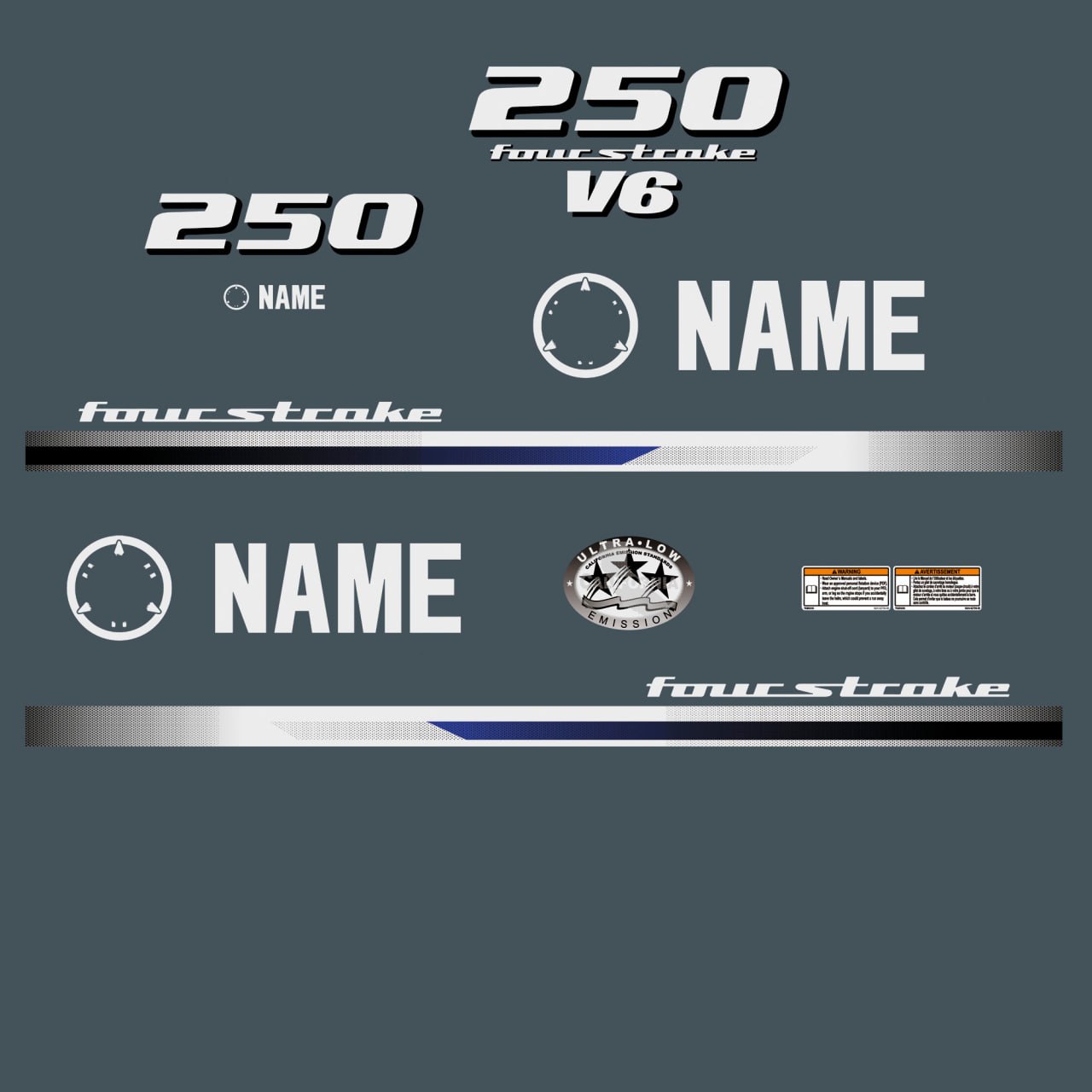 Vinyl graphic decals set suitable for Yamaha 250 hp four stroke outboard engine. Vinyl stickers kit for Yamaha 250 hp four stroke Handmade (Copy)