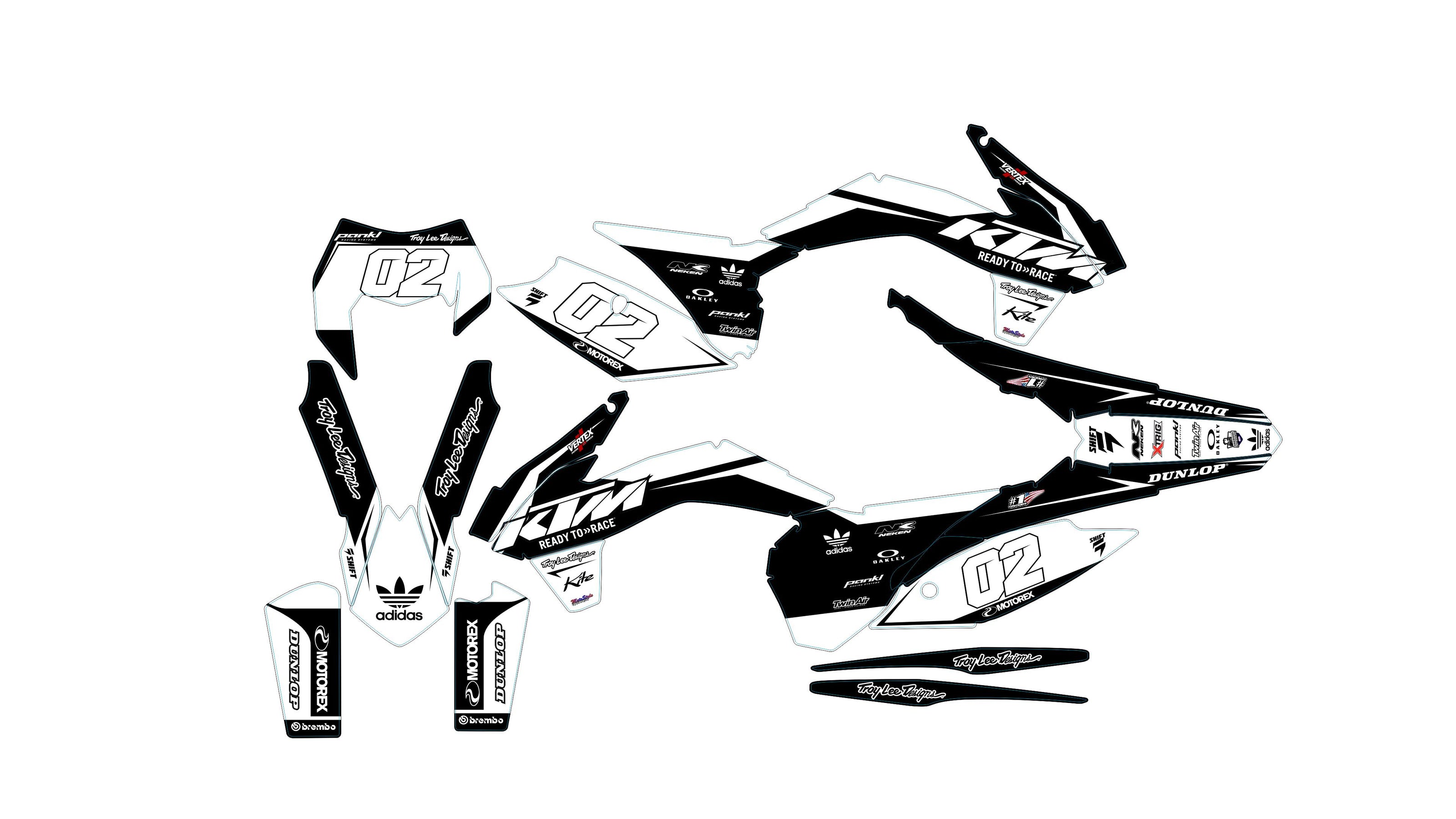 Graphic vinyl decals set for moto KTM SX SXF 125 150 250 350 450 2014-2016  Stickers vinyl kit for motorbike motorcycle with a headlight