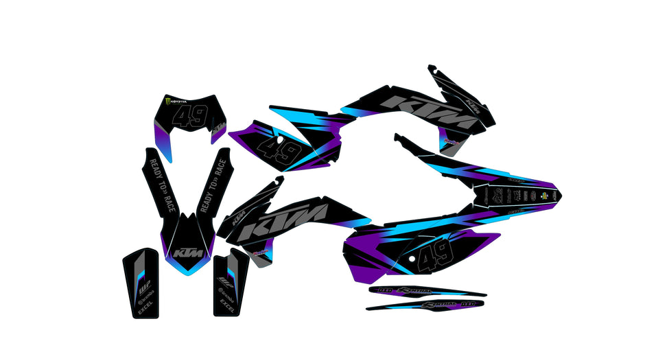 Graphic vinyl decals set for moto KTM SX SXF 125 150 250 350 450 2014-2016  Stickers vinyl kit for motorbike motorcycle with a headlight