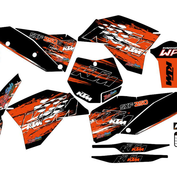 Graphic vinyl decals set for moto KTM SX SXF EX 125 150 250 350 450 for 2007-2010 Stickers vinyl kit for motorbike motorcycle  without a headlight