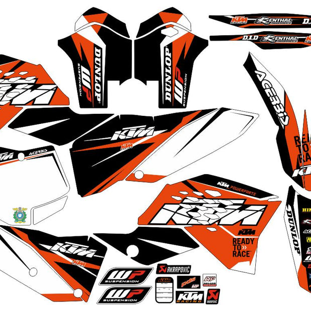 Graphic vinyl decals set for moto KTM SX SXF EX 125 150 250 350 450 for 2007-2010 Stickers vinyl kit for motorbike motorcycle  without a headlight