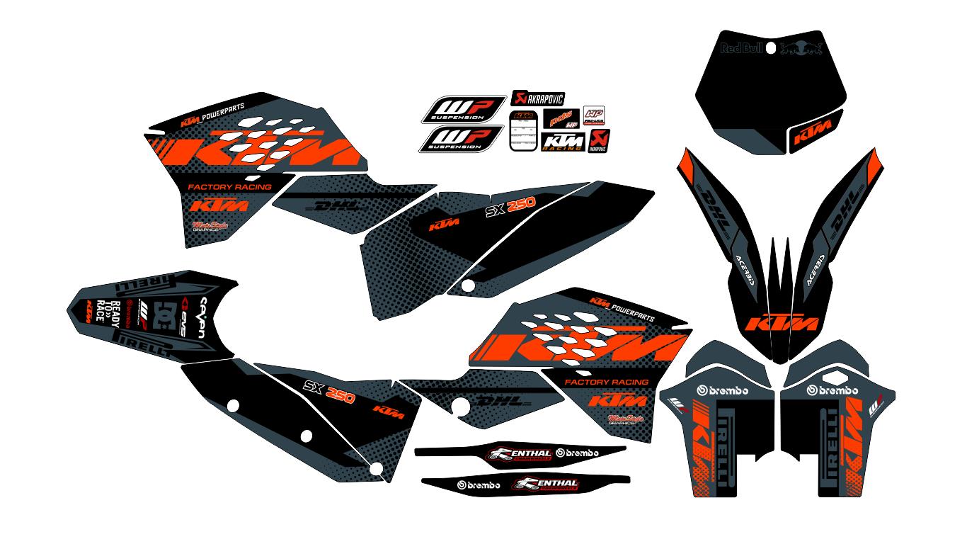 Graphic vinyl decals set for moto KTM SX SXF EX 125 150 250 350 450 for 2007-2010 Stickers vinyl kit for motorbike motorcycle  without a headlight