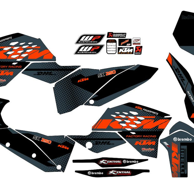 Graphic vinyl decals set for moto KTM SX SXF EX 125 150 250 350 450 for 2007-2010 Stickers vinyl kit for motorbike motorcycle  without a headlight