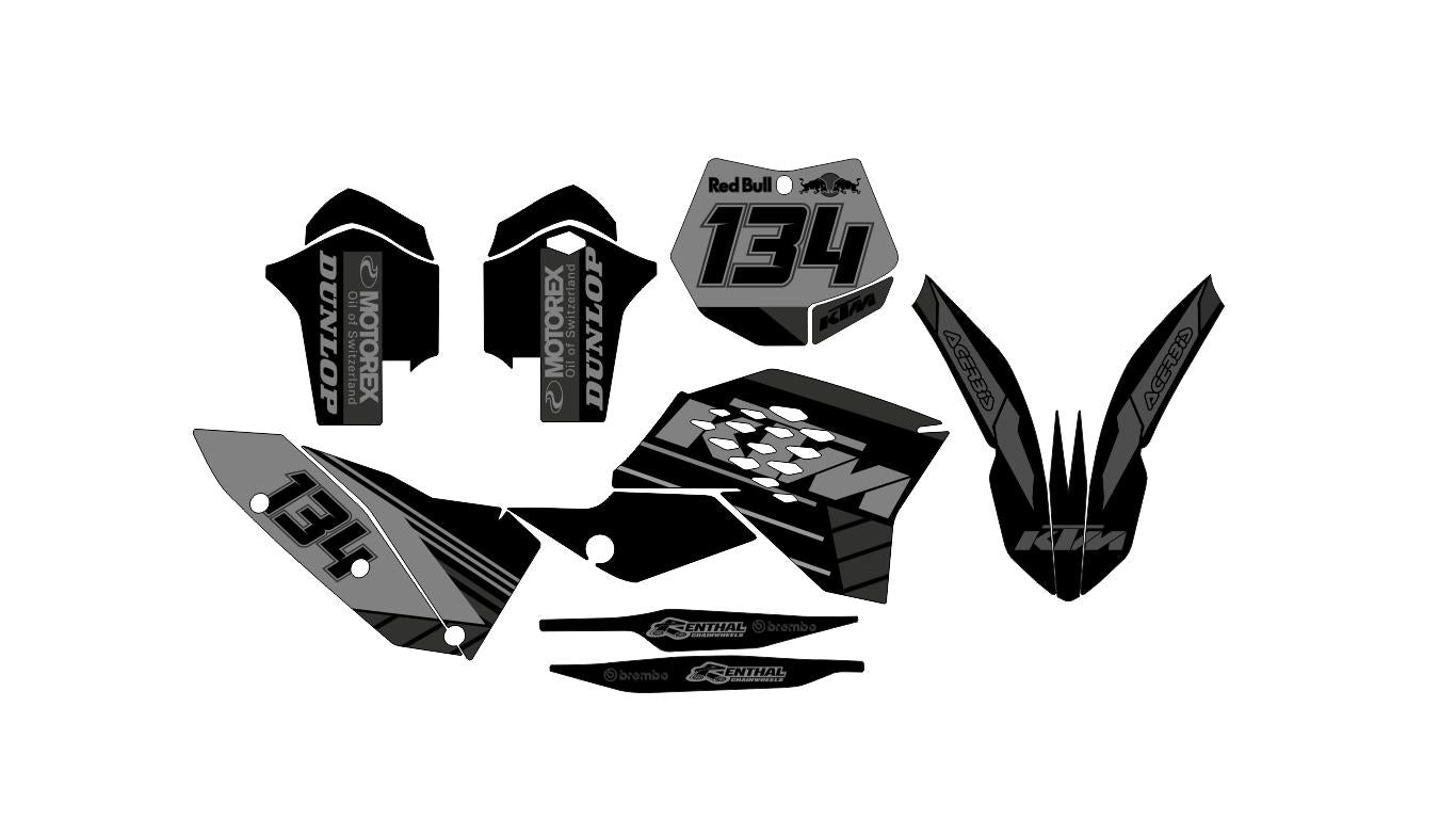 Graphic vinyl decals set for moto KTM SX SXF EX 125 150 250 350 450 for 2007-2010 Stickers vinyl kit for motorbike motorcycle  without a headlight