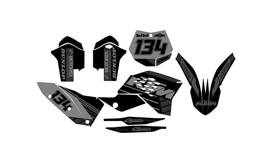 Graphic vinyl decals set for moto KTM SX SXF EX 125 150 250 350 450 for 2007-2010 Stickers vinyl kit for motorbike motorcycle  without a headlight