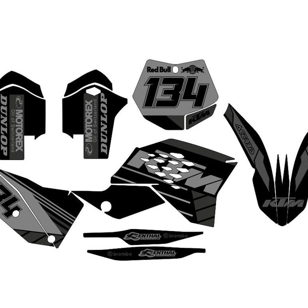 Graphic vinyl decals set for moto KTM SX SXF EX 125 150 250 350 450 for 2007-2010 Stickers vinyl kit for motorbike motorcycle  without a headlight