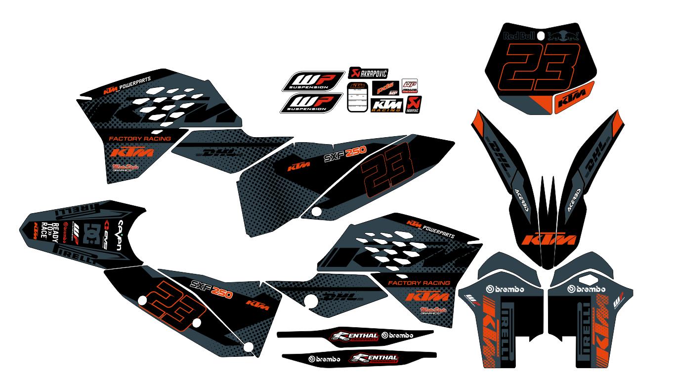 Graphic vinyl decals set for moto KTM SX SXF EX 125 150 250 350 450 for 2007-2010 Stickers vinyl kit for motorbike motorcycle  without a headlight