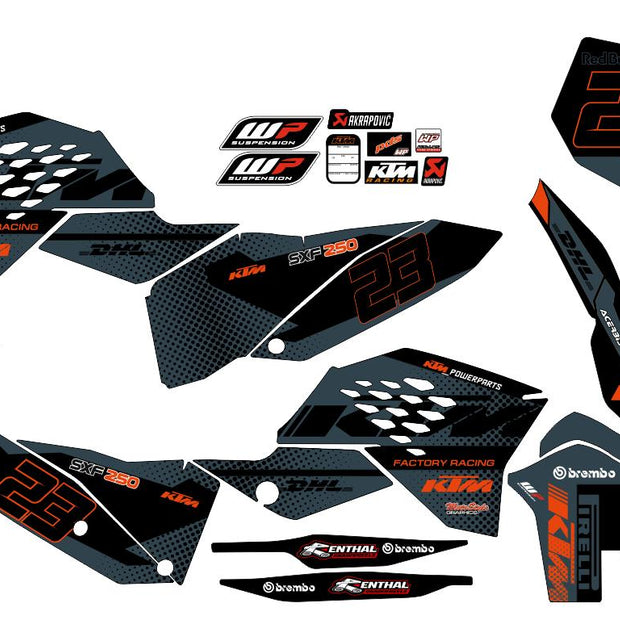 Graphic vinyl decals set for moto KTM SX SXF EX 125 150 250 350 450 for 2007-2010 Stickers vinyl kit for motorbike motorcycle  without a headlight