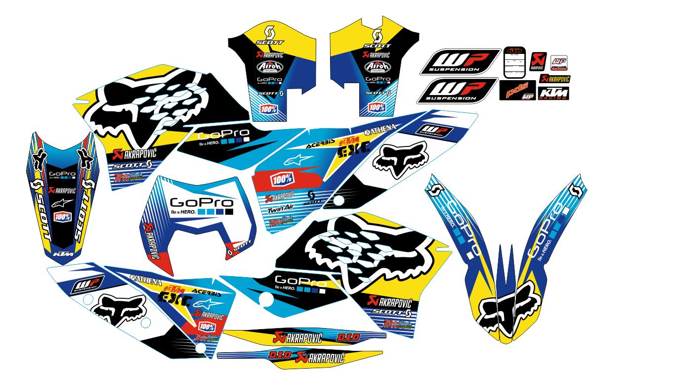 Graphic vinyl decals set for moto KTM SX SXF EX 125 150 250 350 450 for 2007-2010 Stickers vinyl kit for motorbike motorcycle  without a headlight